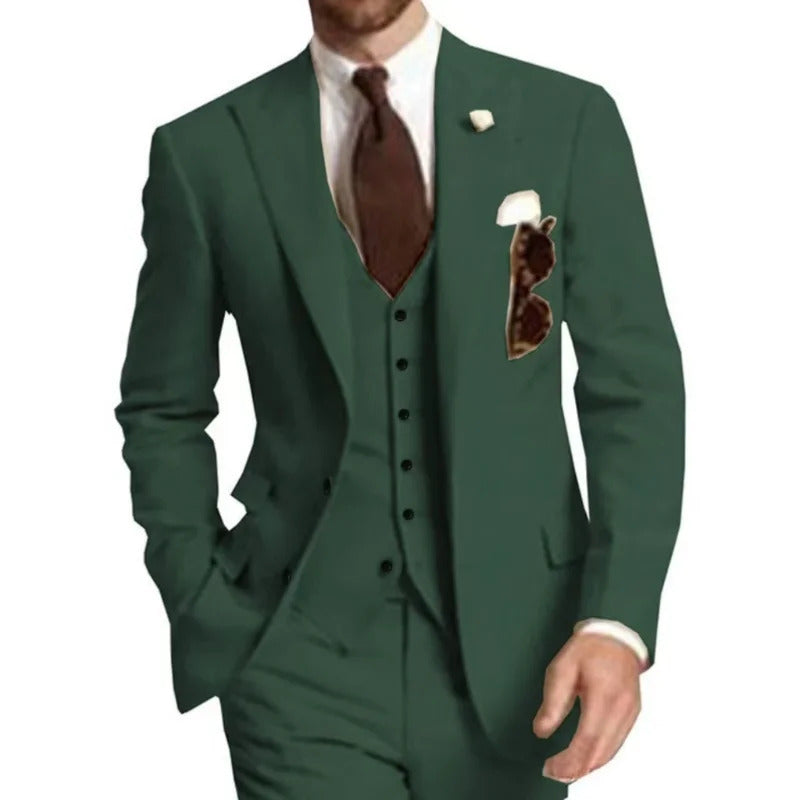 礼服男Men's Elegant Suit Peak Lapel 3 Pieces Blazer Vest and Pants Set Tuxedo Suit for Men High Quality for Wedding Business Male Suit