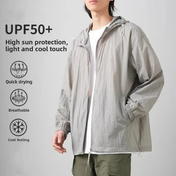 防晒衣男Outdoor Lightweight Ice Silk Hooded Sunscreen Jacket For Men 2024 Summer UV Protection Breathable Anti-Sun Clothing