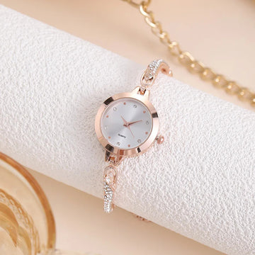 手表女UTHAI V4 New Women's Quartz Watches Water Diamond Female's Wristwatch Small Dial Slim Adjustable Jewelry Girl Watch Bracelet