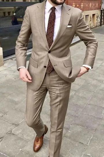 商务装男2023 Men's Suit   Handsome Casual 2 Piece Suit For Men Wedding Tuxedos Notched Lapel Groomsmen  Business  Prom Blazer