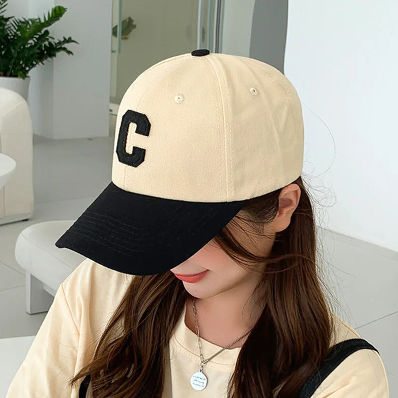 帽子女Letter C Embroidery Patchwork Baseball Cap Soft Cotton Outdoor Sun Caps Woman Man Snapback Dad Trucker Hats Unisex Streetwear