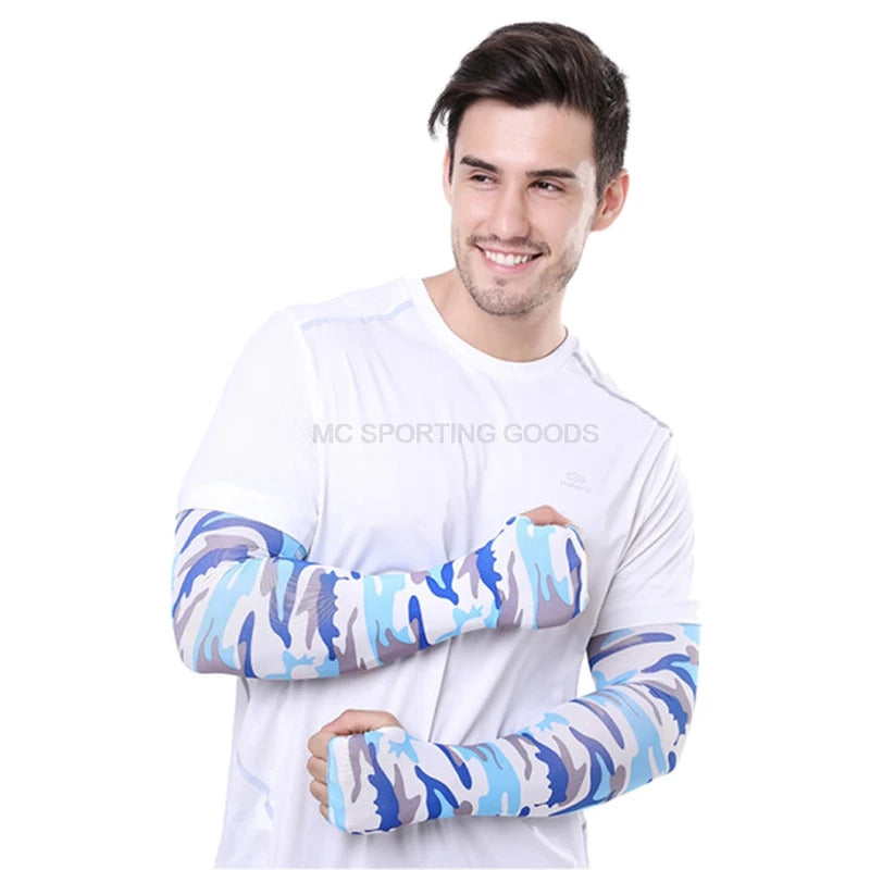 防晒冰袖女Long Gloves Sleeve Sun UV Protection Hand Protector Arm Sleeves Ice Silk Sunscreen Outdoor cool Half Finger sports golf unisex