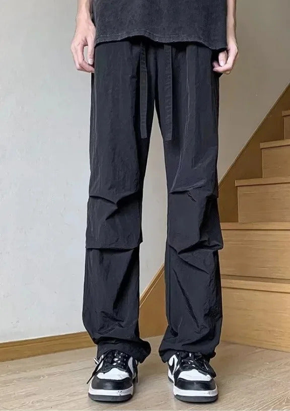休闲裤男Summer Casual Pants For Men Hong Kong Style Japanese Youth Fashion Cargo Pants Loose Fit Fashion Outerwear Trendy Brand Cropped