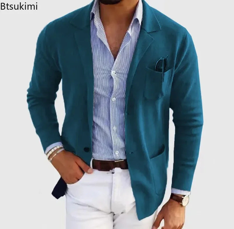 商务装男2025 New Men's Blazer Jackets Fashion Slim Fit Solid Single-breasted Suit Coats Business Casual Outerwear Wedding Suits for Men
