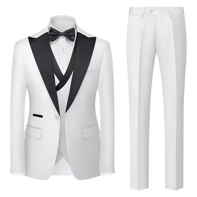 礼服男2024 New Classic Men's 3-Piece Formal Evening Party Classic Wedding Formal Stylish Suit Set For Men High Quality Customizable