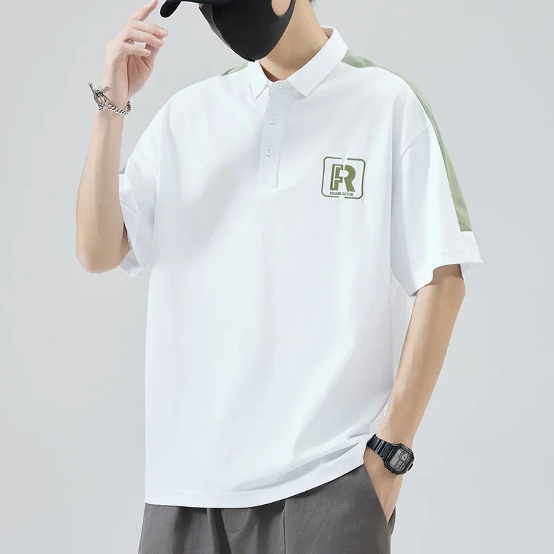 POLO男High-End Feel Ice Cool Cotton Lapel Men's Polo Shirt Casual Business Fashion Short Sleeve Top Versatile Casual Piece