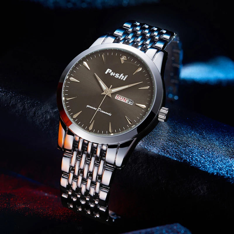 手表男手表男POSHI Men's Watch for Man Quartz Watches Men Wristwatch Luxury Automatic Mechanical Alloy Strap Date Business Clock