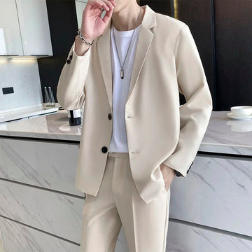 商务装男2023 Spring Autumn New Elegant Wild Male Suit Korean Fashion Casual Blazers Coats Men Solid Slim Jackets Business Suit Vintage