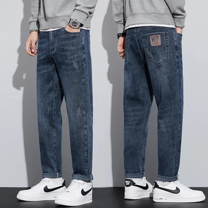 牛仔裤男Spring Autumn Men's Thick Jeans Slims Smooths Your Silhouette Stretchy Micro-waist Casual Trousers 6021 Style