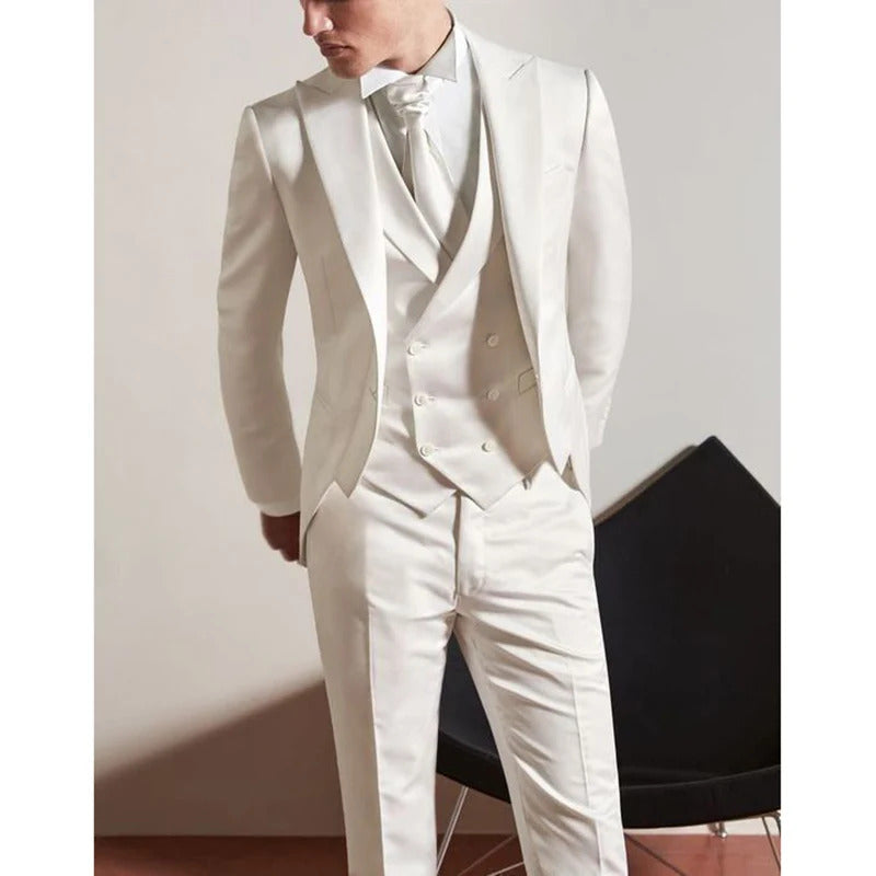 礼服男Elegant Suits for Men Wedding Outerwear Single Breasted Peak Lapel Slim Fit 3 Piece Jacket Pants Vest Costume Homme Clothing