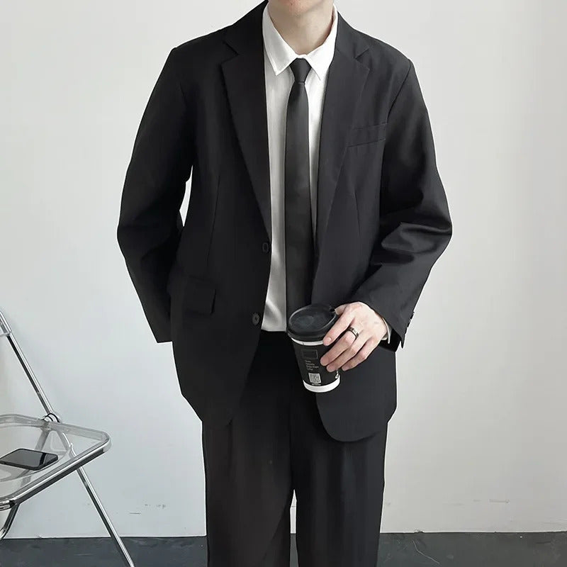 商务装男Lightweight Autumn Men's Suit Jacket Korean-Style Loose-Fit Casual High-End Feel Business-Oriented Western-Style Clothes