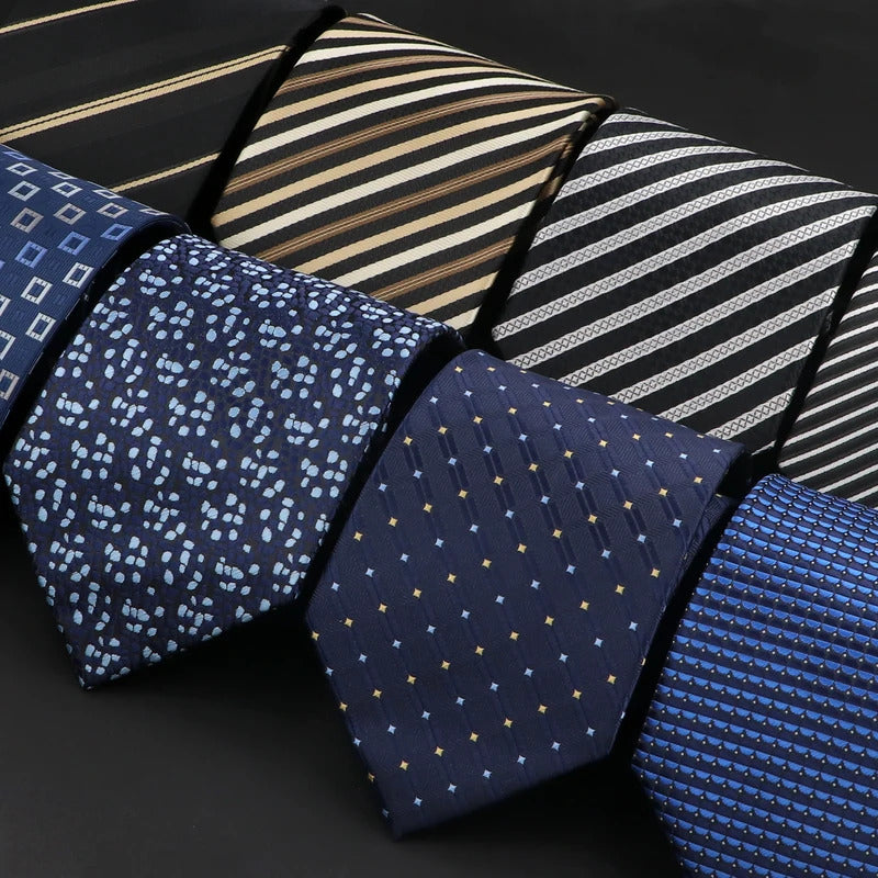 领带男New Fashion Men Ties 8cm Floral Striped Plaid Jacquard Necktie Light Grey Pink Black Gravatas Fit Wedding Workplace Slim Cravat