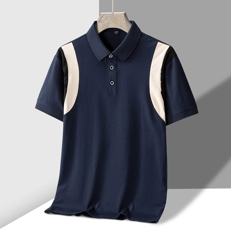 POLO男TFETTERS 2025 Golf Wear Men Summer Polo Shirt for Men Short Tops Turn Down Collar Patchwork Design Sportwear Poloshirt Man