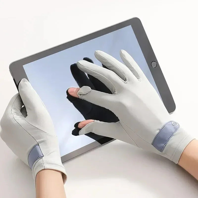 防晒手套女Female Driver Ice Silk Touch Screen Outdoor Non-Slip Bike Summer Thin Driving Riding  Uv Protective Gloves