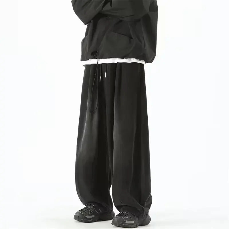 牛仔裤男Japanese Style Wide-Leg Jeans Men's Summer Trendy Brand Washing Distressed Pants Ins Loose-Fit Draped Casual Dragging Pants