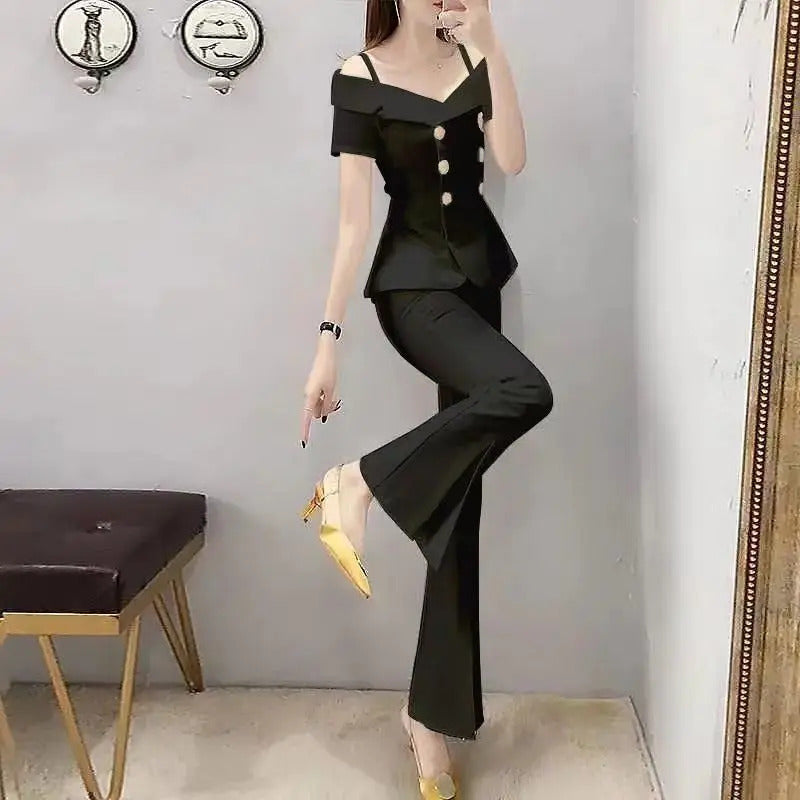 商务装女Womens 2 Pant Sets Blazer and Outfit Wide Leg Trouser Suit White Two Piece Set Pants for Women Sexy Classy Co Ord Promotion Xxl