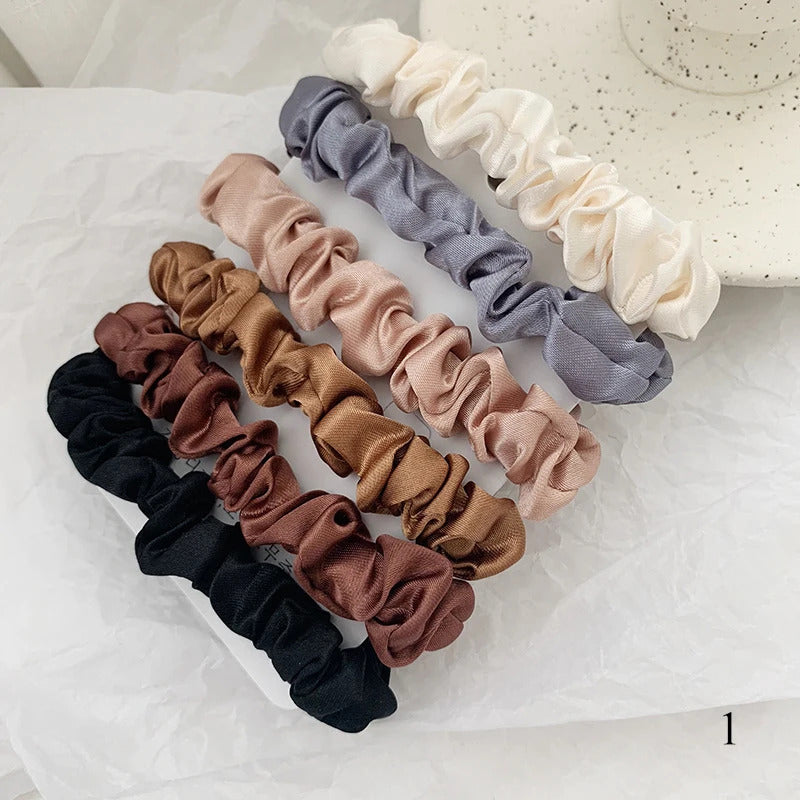 发饰6Pcs/Set Silk Hair Scrunchies Elastic Hair Bands Women Elegant Headwear Hair Ties Ponytail Holder Sweet Hair Rope Rubber Bands