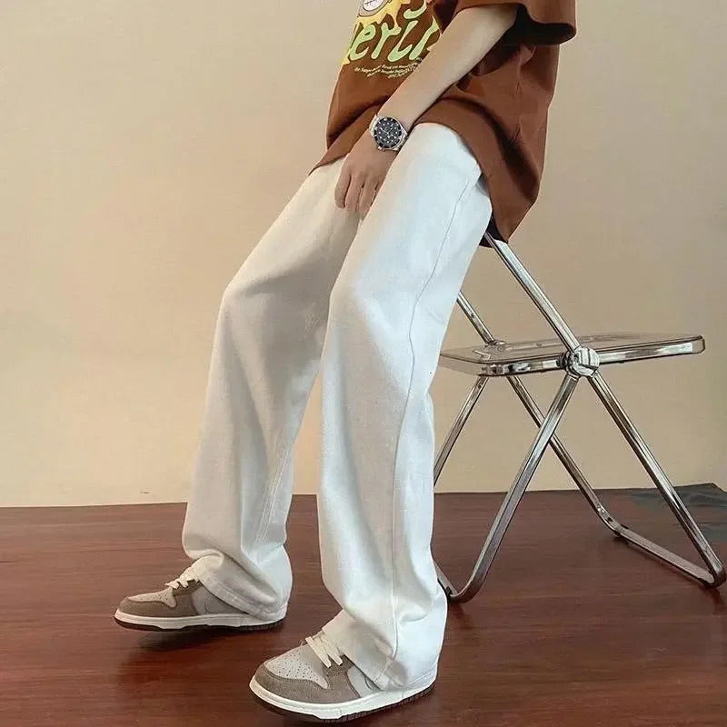牛仔裤男Spring Summer New Men's Jeans Versatile Trendy Straight-leg Casual Pants Loose Fit Korean Style Light Color Long Pants