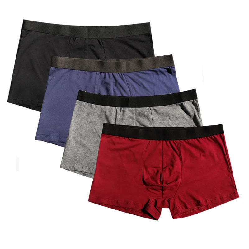 内衣男4PCS Male Boxer L-5XL Comfortable Breathable Cotton Briefs Intimate Solid Color Shorts Gifts Men's Dedicated Panties