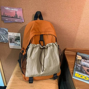 包包男Contrasting Colors Zipper Backpacks Large Capacity Casual 2025 New Simple Nylon Interior Zipper Pocket Women's Backpack