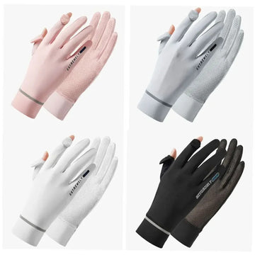 防晒手套女Lady Sunscreen Ice Silk Gloves Female Summer Sun Protection Gloves Fashion Cycling Driving Running Mittens Thin Anti-UV Gloves
