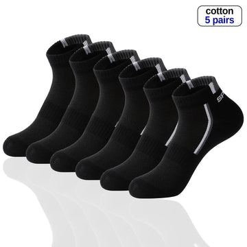 5Pair High Quality Men Ankle Socks Black Casual Sports Socks Men's Cotton Socks Summer Men Socks Thin Cut Short Sock   Size38-45男士袜子