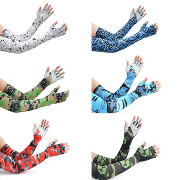 冰袖男Sun Protection Sleeves For Men Women Arm Half Fingers Cool Elastic Cycling Driving Anti-skid Fishing Ice Silk Oversleeve Gloves