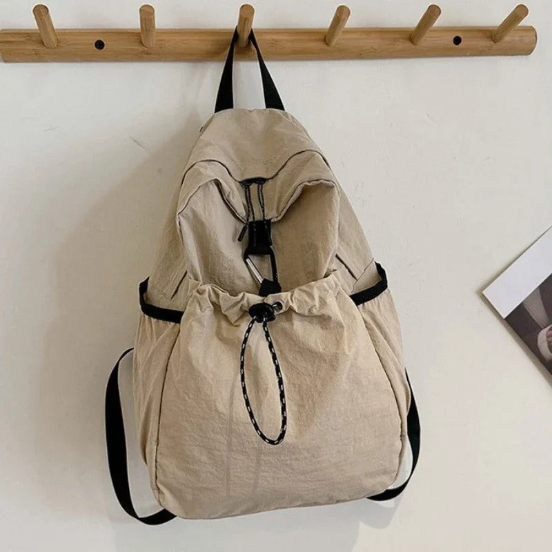 包包男Junior High School Student Schoolbag Women 2024 New Backpack Cloth Bag Casual Fashion Pleat High-Grade Backpack Women