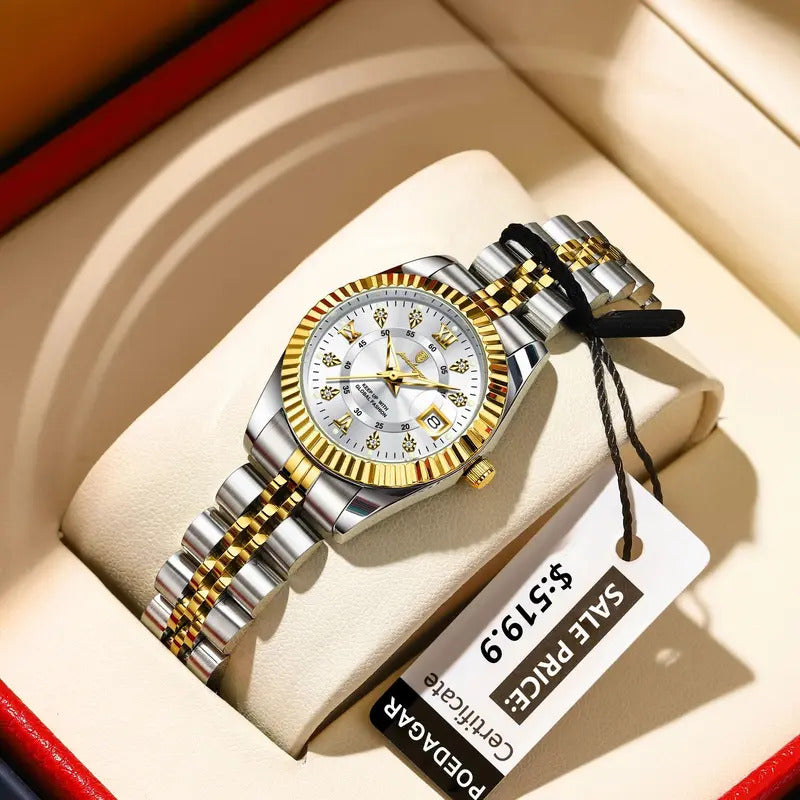 手表女POEDAGAR Luxury Elegant Watch for Women Waterproof Luminous Date Ladies Watch Stainless Steel Quartz Women's Watches Girl Reloj