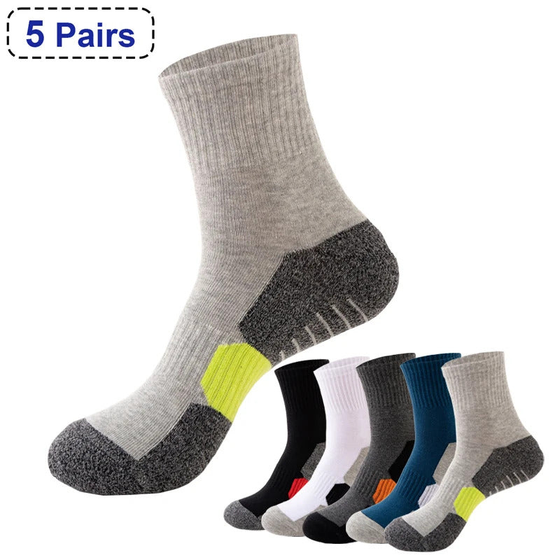 5 Pair Winter Men Socks Cotton Black Leisure Business Long Socks Walking Running Hiking Thermal Socks For Male Plus Size 38-48男士袜子
