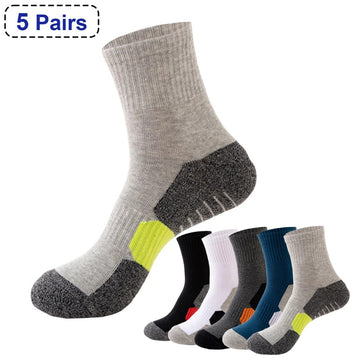 5 Pair Winter Men Socks Cotton Black Leisure Business Long Socks Walking Running Hiking Thermal Socks For Male Plus Size 38-48男士袜子
