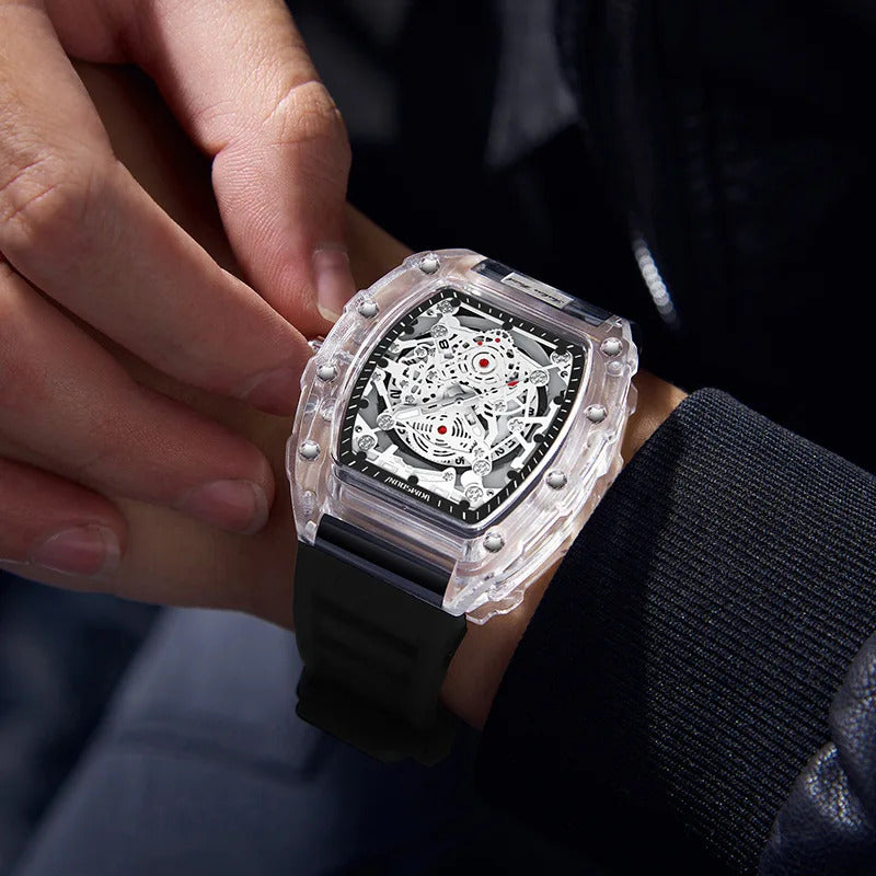 手表男手表男Men’s Quartz Wristwatch Male Trend 2025 New Automatic Waterproof Male Watch Men Luminous Transparent Luxury Watches