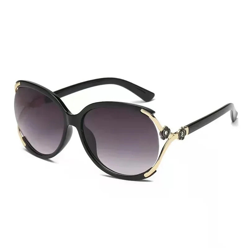 眼镜女New Vintage Woman Camellias Oval Shape Sunglasses Fashion Brand Designer Sun Glasses Trendy Street Shoot Shades Gafas De Sol