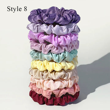 发饰10Pcs/pack Colorful Satin Silk Scrunchies Elastic Hair Bands Small Hair Rope Hair Accessories Ponytail Holder Fashion Headwear