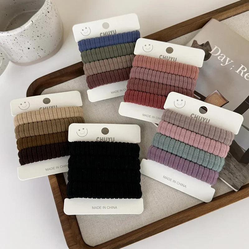 发饰4Pcs/set Colorful Wide Brim High Elastic Hairband Womens Kids Soft Does Not Hurt Hair Rubber Band Ponytail Hair Ties Scrunchies