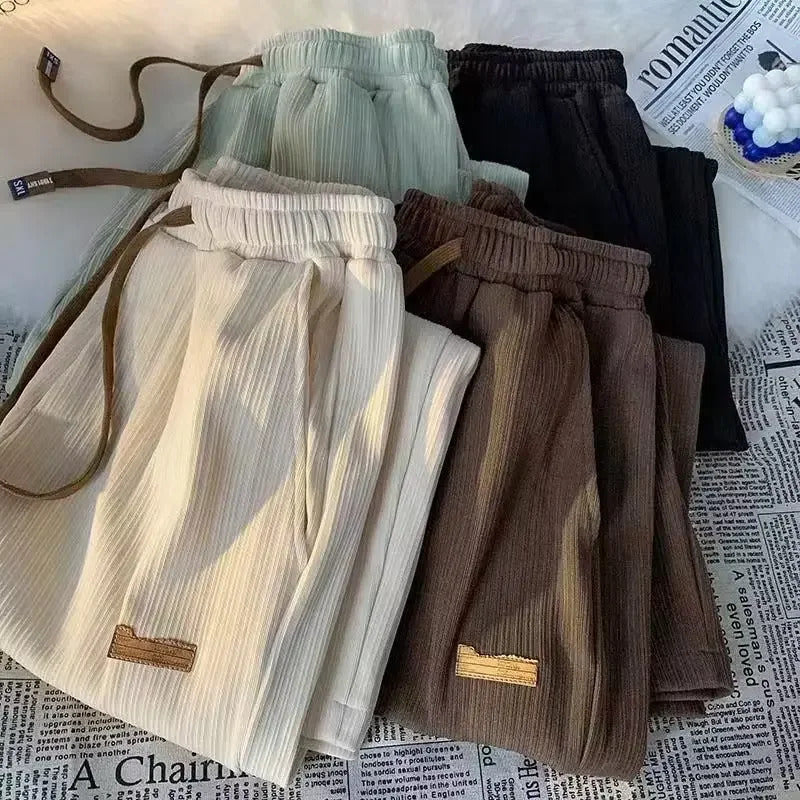 休闲裤男Trendy Ice Silk Men's Casual Pants Summer New Release Thin Straight-Leg Pants Quick Dry Loose Fit Sweatpants For Men