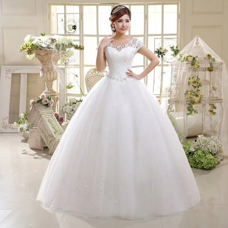 礼服女Classic Cheap Cap Sleeve Korean Style Short Lace Fashion Simple Bridal Gowns Crystal Wedding Dresses 2024 Vestido Casamento