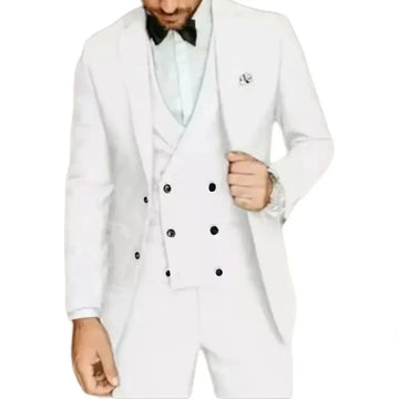 礼服男Formal Elegant Men Suit Slim Fit 3 Piece Suits For Wedding Double Breasted Notched lapel Men Suit Blazer Jacket Vest Pants Sets