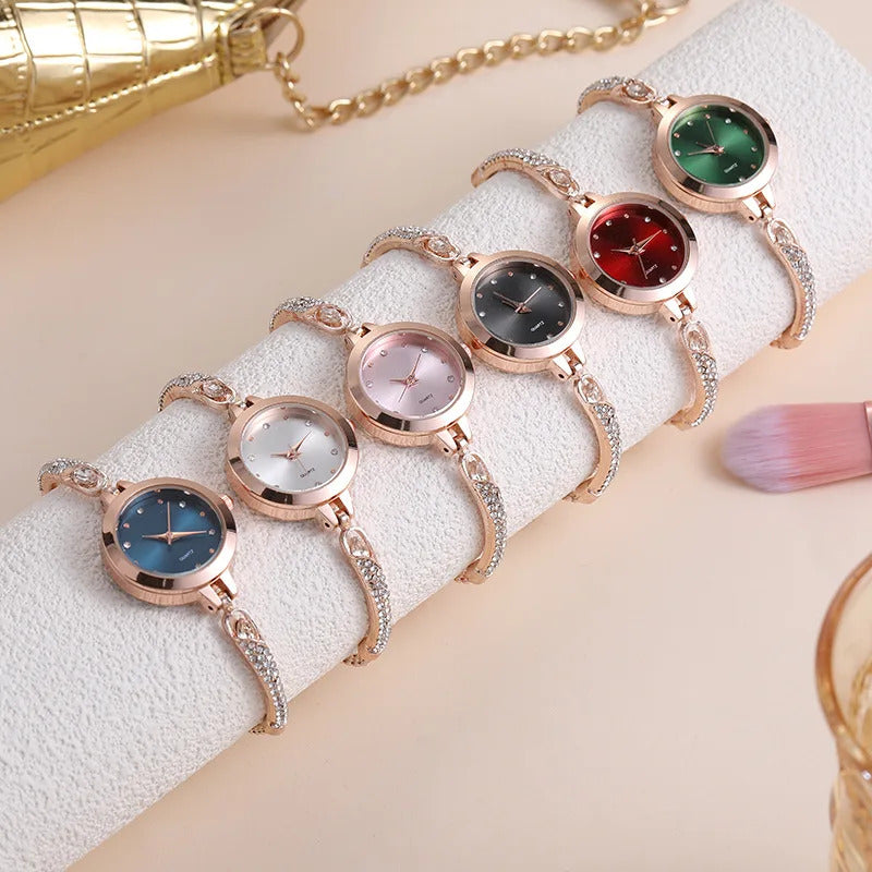 手表女UTHAI V4 New Women's Quartz Watches Water Diamond Female's Wristwatch Small Dial Slim Adjustable Jewelry Girl Watch Bracelet