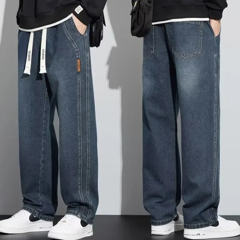 牛仔裤男Fashionable Blue Jeans Men's Loose-Fit Straight-Leg Bell Bottoms New Style Spring Autumn 2025 High Street Dragging Casual Pants