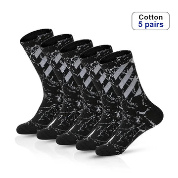 5 Pairs Men's High Rubber Band Waist Couple Mid Tube Sports Solid Socks Spring/Summer Basketball Socks Four Seasons street sock男士袜子