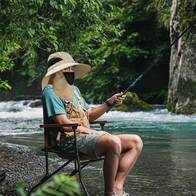 防晒帽男UV Hat Mesh Wide Brim Fishing Hat With Face Cover & Neck Flap Bucket Hats Sun Protection Hat For Beach Fishing Hiking Camping