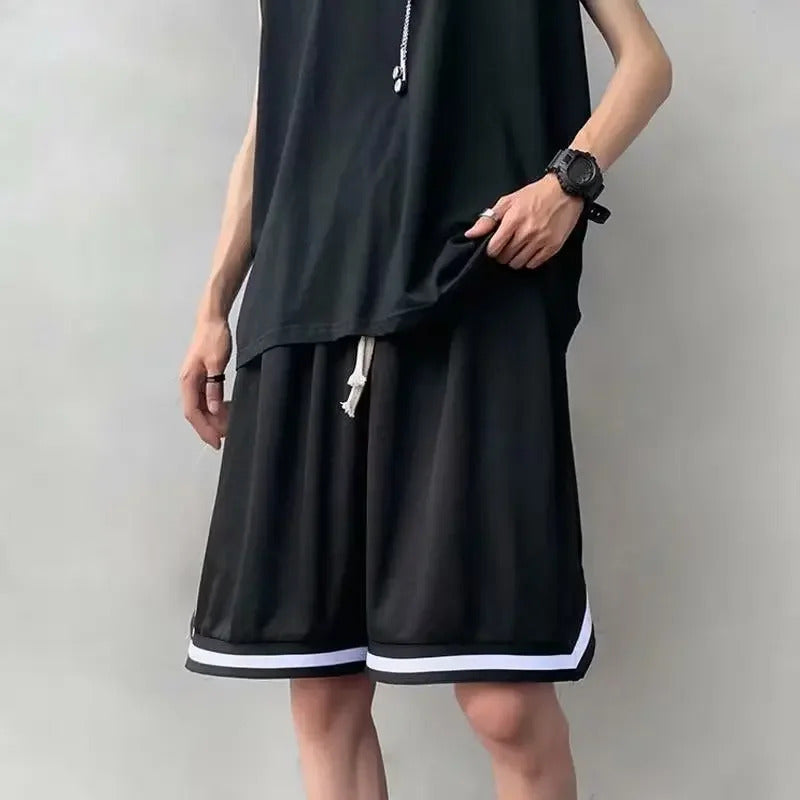 短裤男Men's Ice Silk Thin Shorts Summer Cool Running Pants Large Size Casual Shorts Sweatpants For Men Fashionable Male
