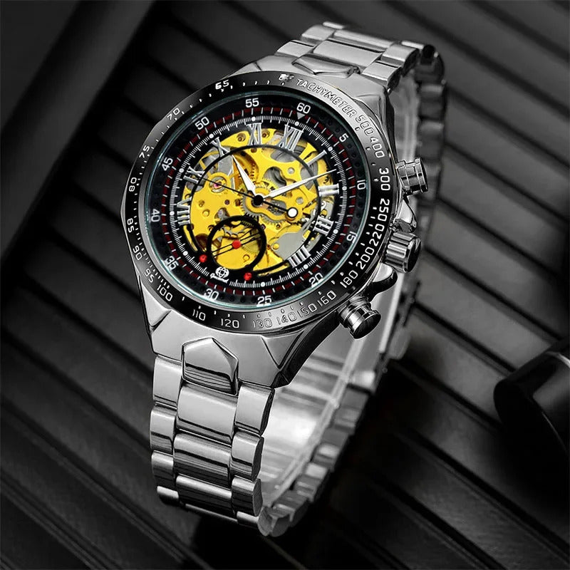 手表男手表男Fashionable Business Mechanical Men's Watch Hollow Automatic Wristwatch Wholesale For Men Mechanical Watch International Trade