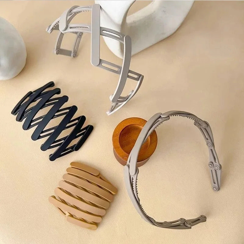 发饰Convenient Foldable Solid Plastic Hairband For Women Girls Travel Stretchable Headband Hair Head Band Novelty Hair Accessories