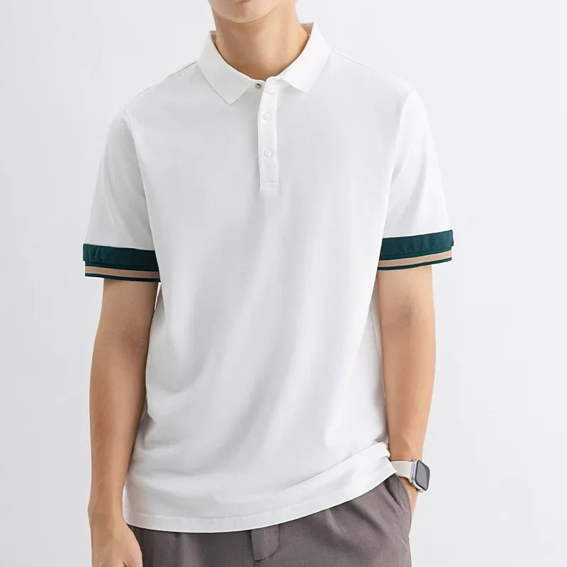 POLO男Men's High-End Feel Polo Shirt Casual Summer Breathable Short Sleeve T-Shirt Business Casual Fashionable Paulownia Wood Fibre