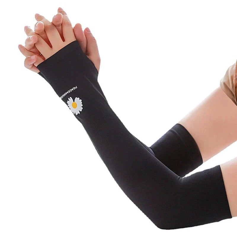 防晒冰袖女Arm Sleeves Ice Fabric Breathable Quick Dry Running Sportswear Sun UV Protection Long Arm Cover Cycling Arm Sleeves