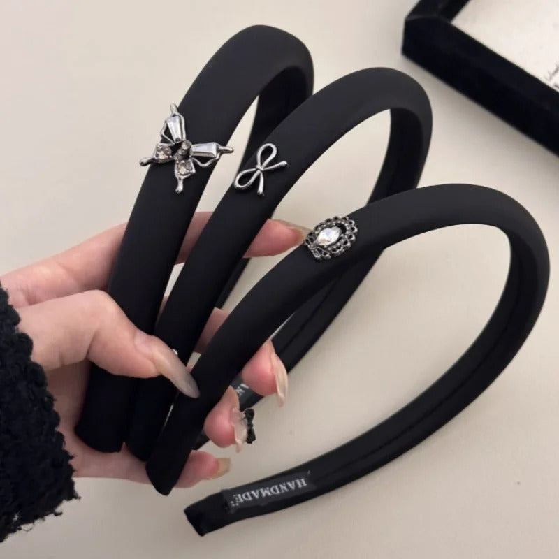 发饰Headbands Hair Accessories for Girls Women Korean Black Bow Rhinestone Makeup Hair Hoop New Kawaii Cute Things Leading Fashion