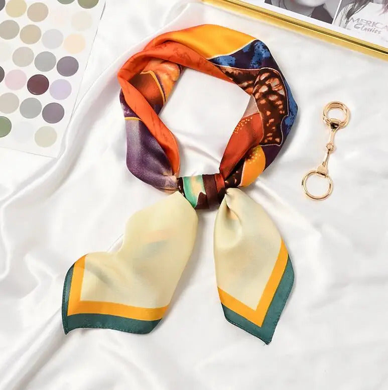丝巾女Abstract Bottle Print Square Scarf Women Bandana Hairband Lady Head Wraps Female Shawl Fashion Neckerchief 2021