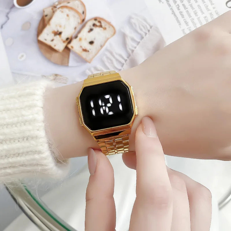 手表女UTHAI L54 New Men's Watch Square Vintage Business Electric watch Women's Fashion LED Clock Steel Band Slim Couple Watches